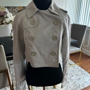 Ted Baker Double-Breasted Cropped Trench Coat - Cream